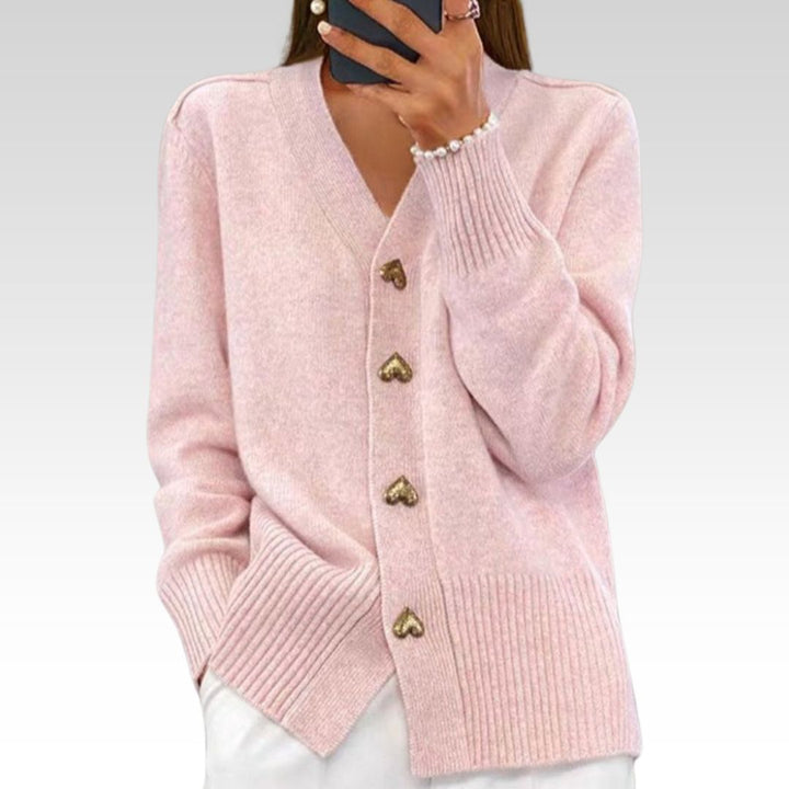 Adele | Cardigan elegante con botones en forma de corazón